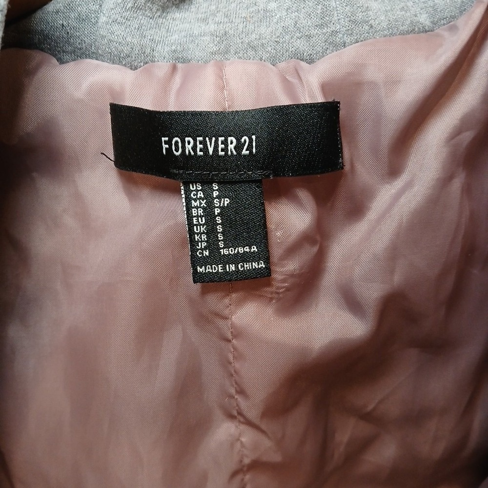 Womens Bomber Jacket Small Pink Mauve Hooded Zip Lightweight Windbreaker Y2K - Picture 7 of 9